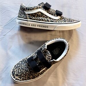 Vans Old Skool V Leopard Print Animals Are Friends Sneakers Youth 6 / W 7.5 💚